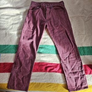 Levi's 501 Brick Red White Oak Cone Denim Jeans